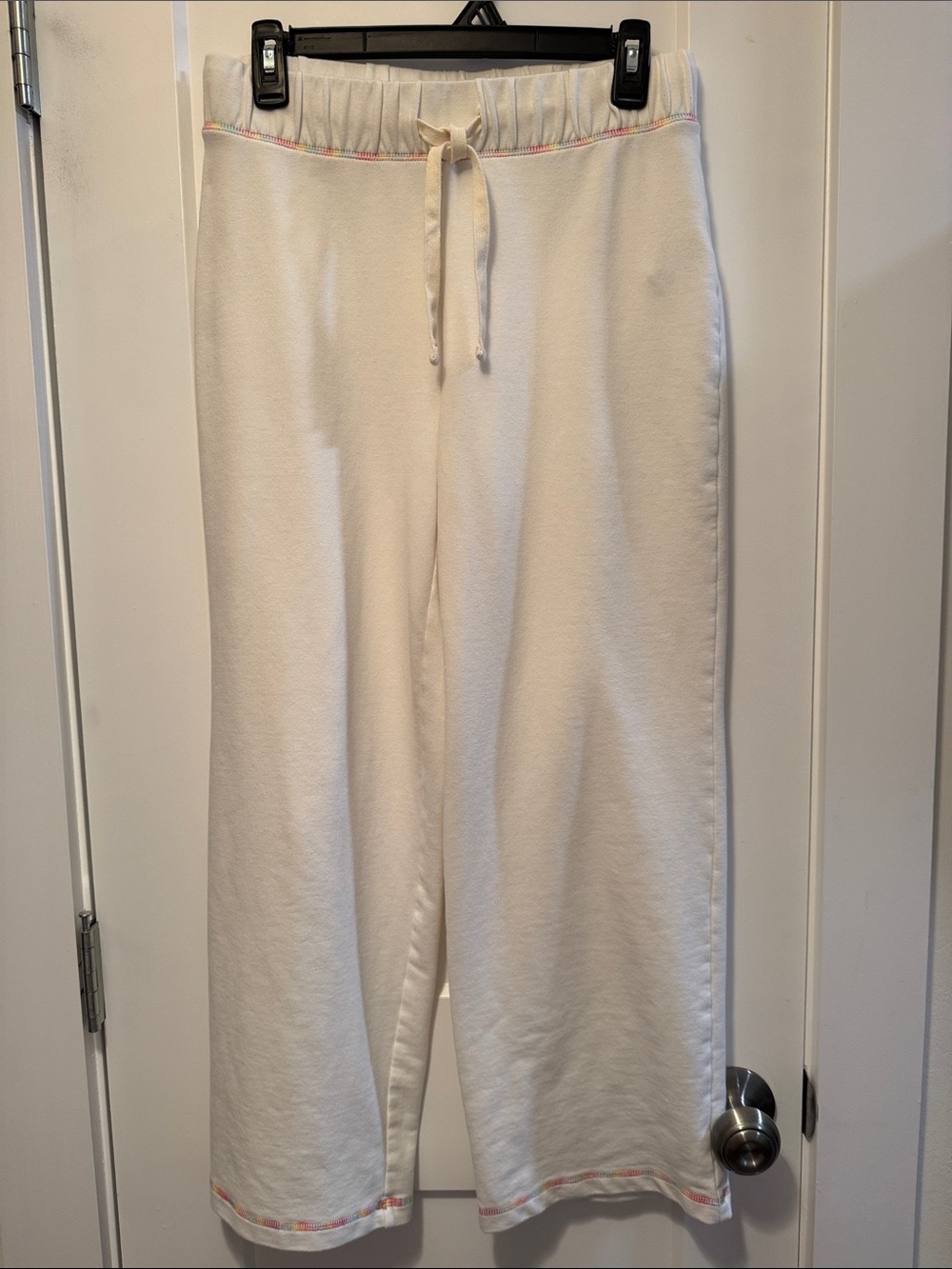 J. Crew Women's White Joggers  with Multicolor Trim Size S